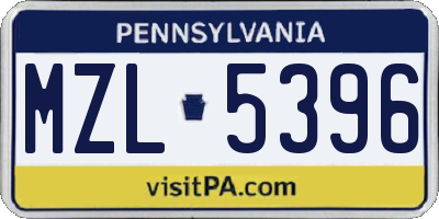 PA license plate MZL5396