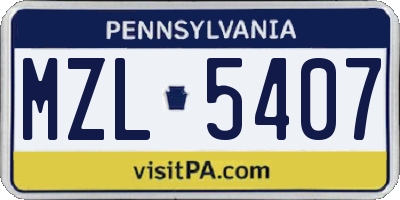 PA license plate MZL5407