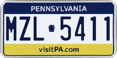 PA license plate MZL5411