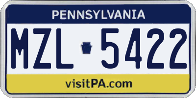 PA license plate MZL5422