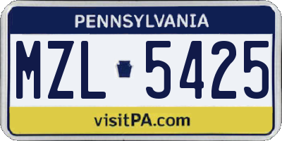PA license plate MZL5425