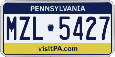 PA license plate MZL5427