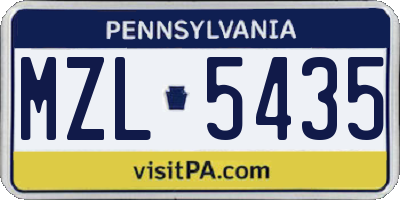 PA license plate MZL5435