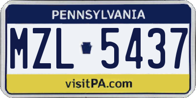 PA license plate MZL5437