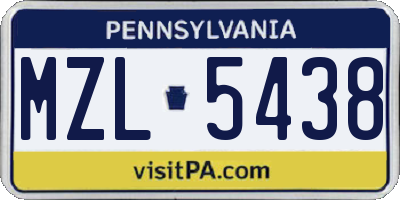 PA license plate MZL5438