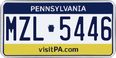 PA license plate MZL5446