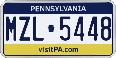 PA license plate MZL5448