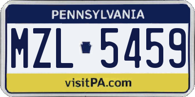 PA license plate MZL5459