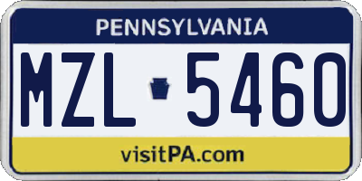 PA license plate MZL5460