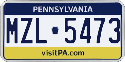 PA license plate MZL5473