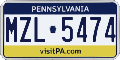 PA license plate MZL5474