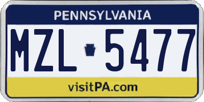 PA license plate MZL5477