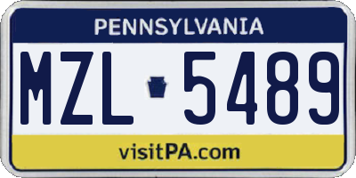 PA license plate MZL5489