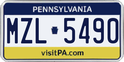PA license plate MZL5490