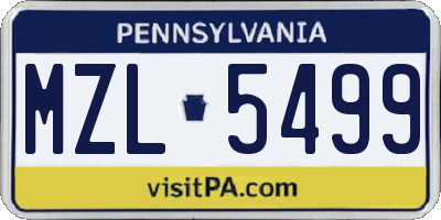 PA license plate MZL5499