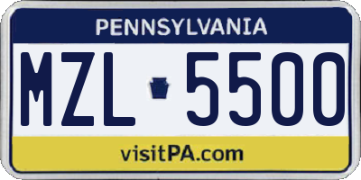 PA license plate MZL5500