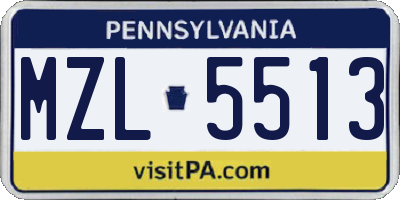 PA license plate MZL5513