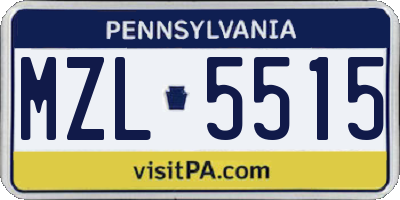 PA license plate MZL5515