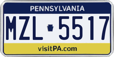 PA license plate MZL5517