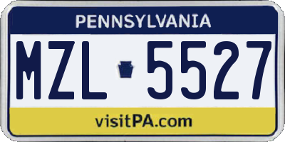 PA license plate MZL5527