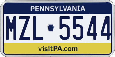 PA license plate MZL5544