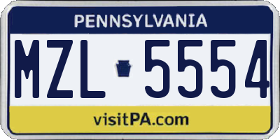 PA license plate MZL5554