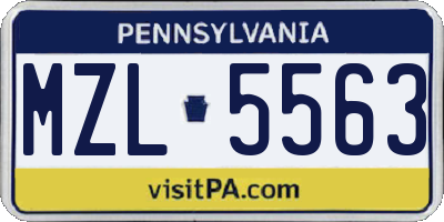 PA license plate MZL5563