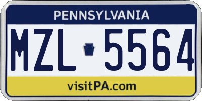PA license plate MZL5564
