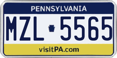 PA license plate MZL5565