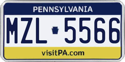 PA license plate MZL5566