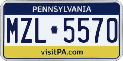 PA license plate MZL5570