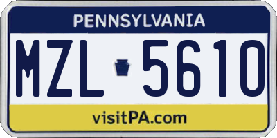 PA license plate MZL5610