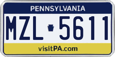PA license plate MZL5611