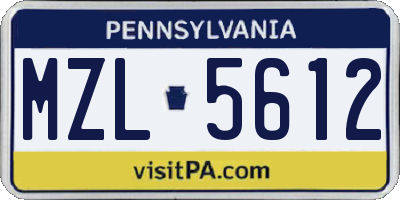 PA license plate MZL5612