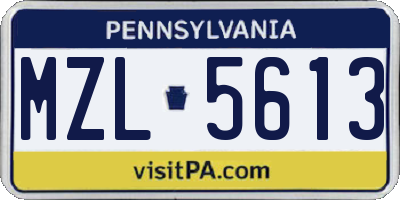 PA license plate MZL5613