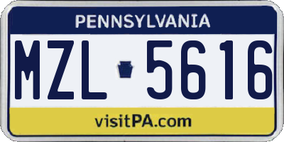 PA license plate MZL5616