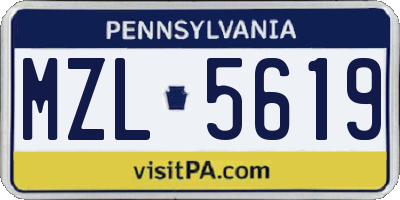 PA license plate MZL5619