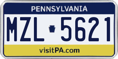PA license plate MZL5621