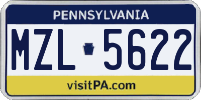 PA license plate MZL5622
