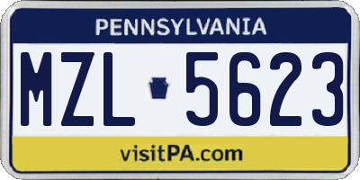 PA license plate MZL5623