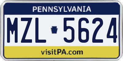 PA license plate MZL5624