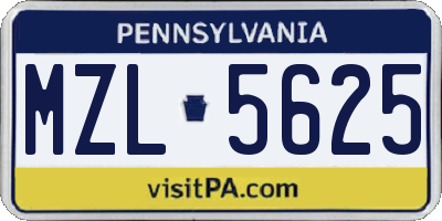 PA license plate MZL5625