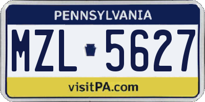 PA license plate MZL5627