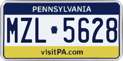 PA license plate MZL5628