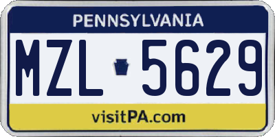 PA license plate MZL5629