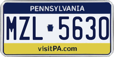 PA license plate MZL5630