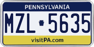 PA license plate MZL5635