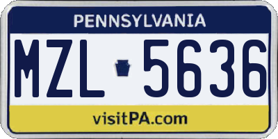 PA license plate MZL5636