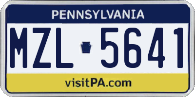 PA license plate MZL5641