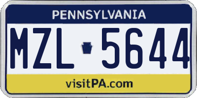 PA license plate MZL5644